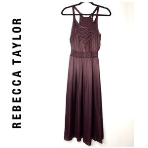 Rebecca Taylor Purple Beaded Long Maxi Silky Dress